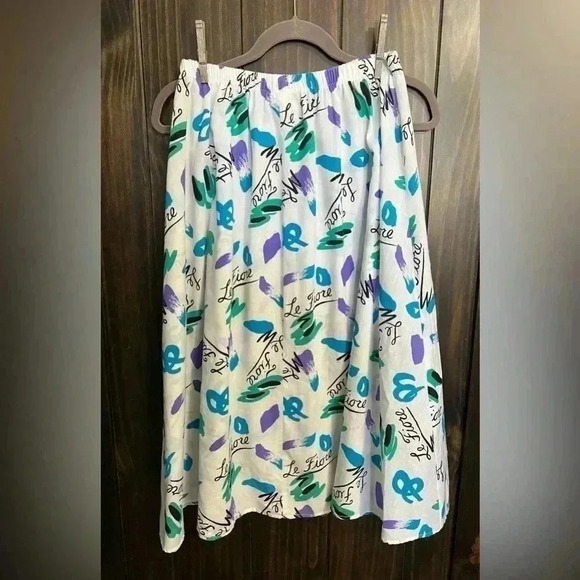 Vintage 80’s 90’ Le Fiore Full Skirt Purple Teal Abstract Design. Size:Large - Picture 4 of 10